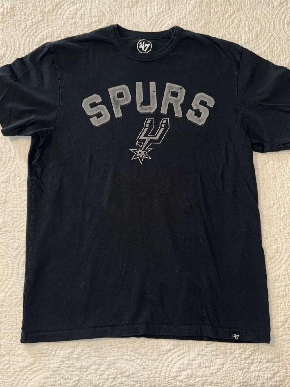 San Antonio Spurs T Shirt Mens Medium Black 47 Brand NBA Graphic Tee Basketball